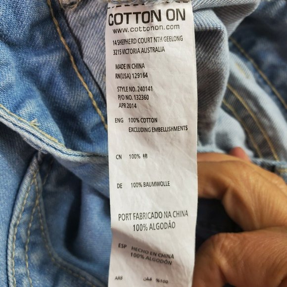 Cotton On Womens Jean Shorts Size 2 Denim White Crochet Front Distressed Cut Off - Picture 4 of 7